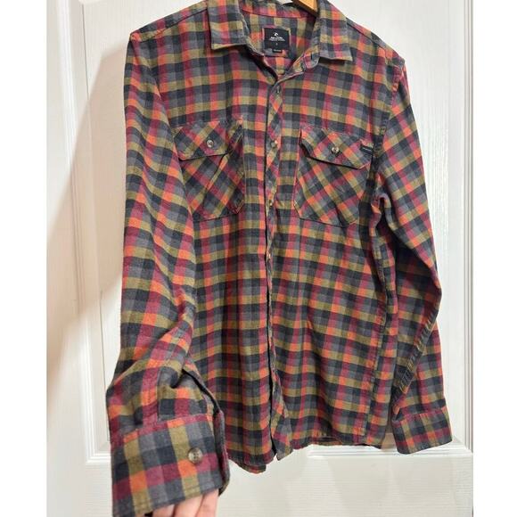 Rip Curl Men Small Plaid Long Sleeve Two Front Pockets Flannel Casual Surf Beach - Picture 3 of 7